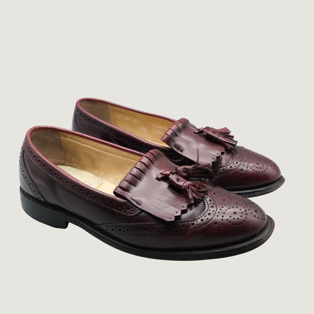 Bostonian Loafers Mens Burgundy Tassel Kiltie Wingtip Dark Academia 8.5 D/B